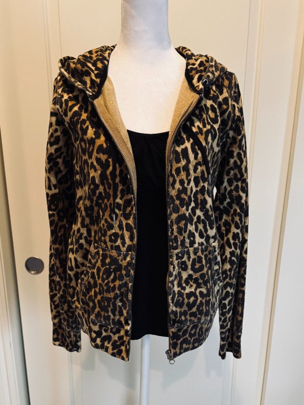 Lucky Brand Animal Print Full-Zip Hoodie, Size Medium